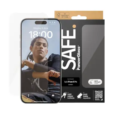 PanzerGlass SAFE iPhone 15 Pro UWF Cam Ekran Koruyucu - Şeffaf