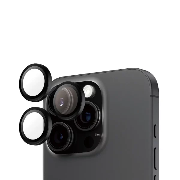 PanzerGlass iPhone 16 Pro Hoops Siyah Çerçeve Şeffaf Kamera Lens Koruyucu - Görsel 2