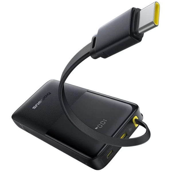 Baseus Bipow 2 Digital Ekranlı 10.000 mah 20W USB-C Kablo Powerbank Siyah - Görsel 2