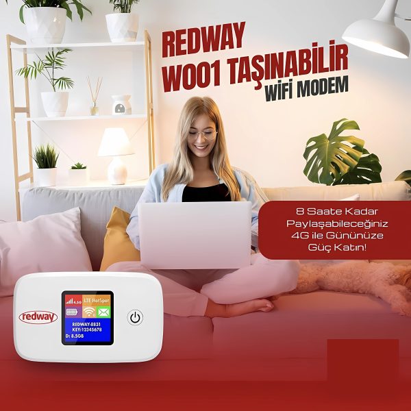 Redway 4.5G Taşınabilir Wi-Fi Modem Beyaz - Görsel 3