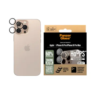 PanzerGlass iPhone 16 Pro Hoops Kamera Lens Koruyucu - Şeffaf