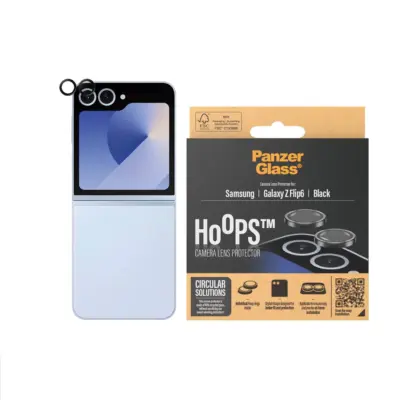 PanzerGlass Galaxy Z Flip6 Hoops Siyah Çerçeve Kamera Lens Koruyucu - Şeffaf