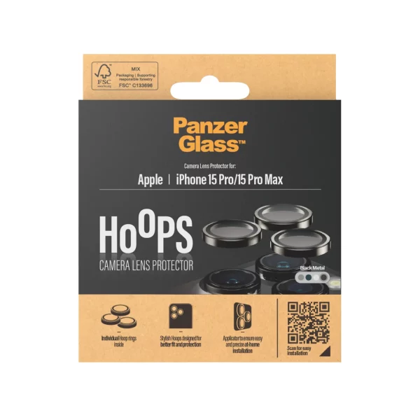 PanzerGlass iPhone 15 Pro Max Hoops Siyah Çerçeve Şeffaf Kamera Lens Koruyucu - Görsel 4