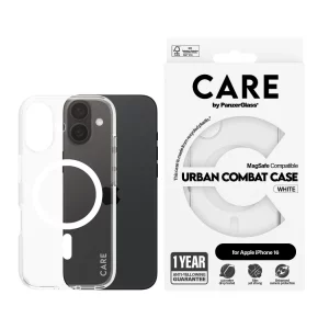 PanzerGlass Care by iPhone 16 Flagship Urban Combat MagSafe Beyaz Şeffaf Kılıf