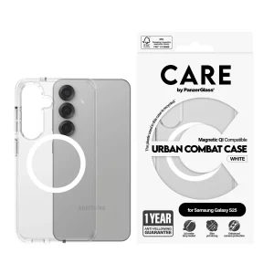 PanzerGlass Care Samsung S25 Ultra Urban Combat QI Beyaz Şeffaf Kılıf