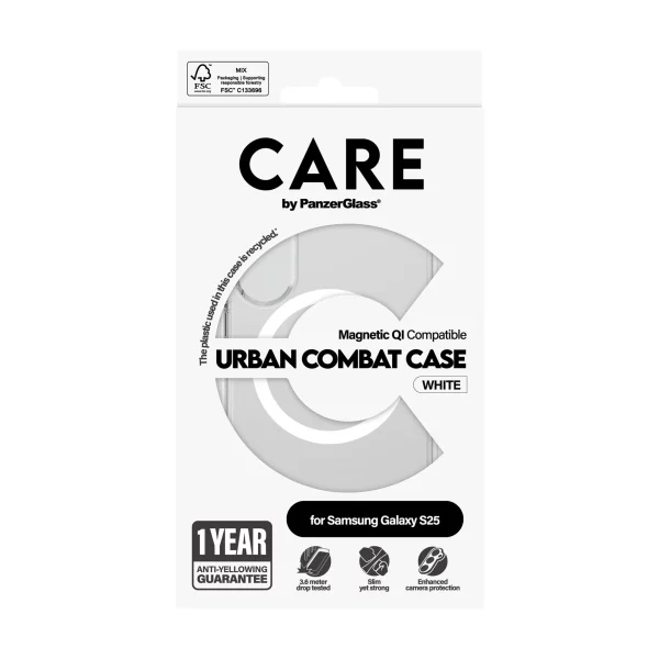 PanzerGlass Care Samsung S25 Ultra Urban Combat QI Beyaz Şeffaf Kılıf - Görsel 4