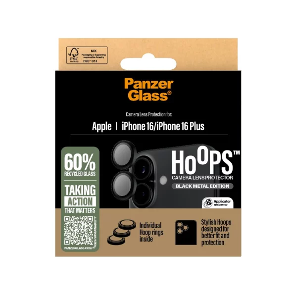 PanzerGlass iPhone 16 Plus Hoops Siyah Çerçeve Şeffaf Kamera Lens Koruyucu - Görsel 4