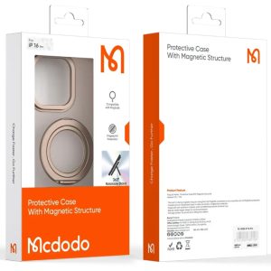 Mcdodo iPhone 16 Pro Max Halka Standlı Magsafe Kapak Gold Titanyum