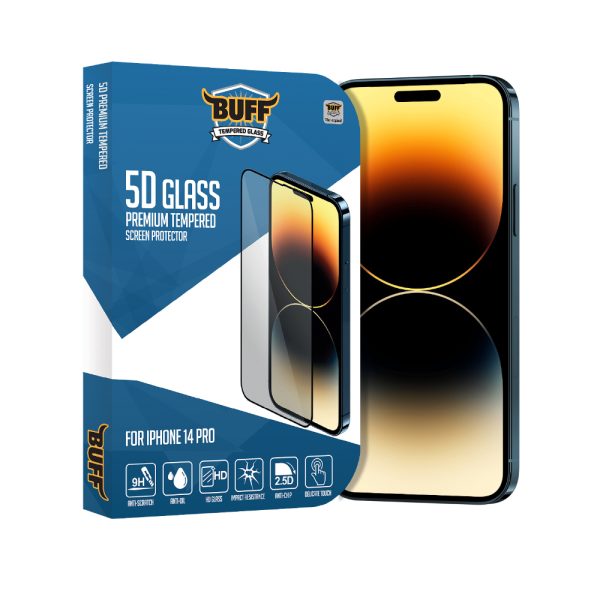 Buff iPhone 14 Pro 5D Şeffaf Cam Ekran Koruyucu