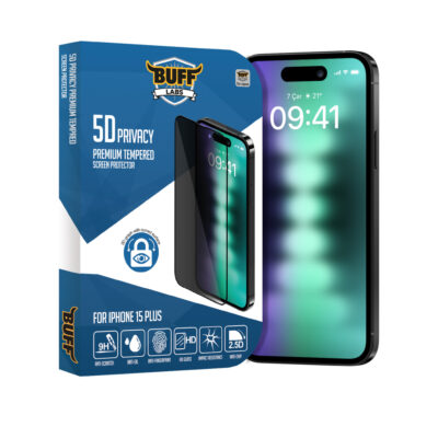 Buff iPhone 15 Plus 5D Cam Ekran Koruyucu - Hayalet