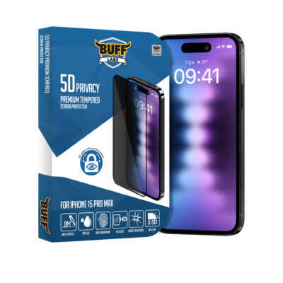 Buff iPhone 15 Pro Max 5D Cam Ekran Koruyucu - Hayalet