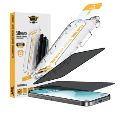 Buff iPhone 16 5D Glass EasyFit Cam Ekran Koruyucu - Hayalet