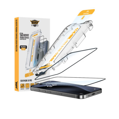 Buff iPhone 16 Pro 5D Glass Şeffaf Cam Ekran Koruyucu - EasyFit