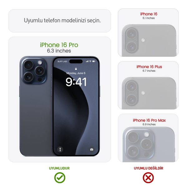 Buff iPhone 16 Pro 5D Glass EasyFit Şeffaf Cam Ekran Koruyucu - Görsel 7