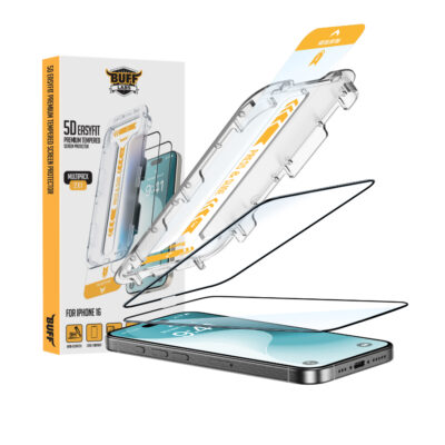 Buff iPhone 16 5D Glass EasyFit Cam Ekran Koruyucu - Şeffaf