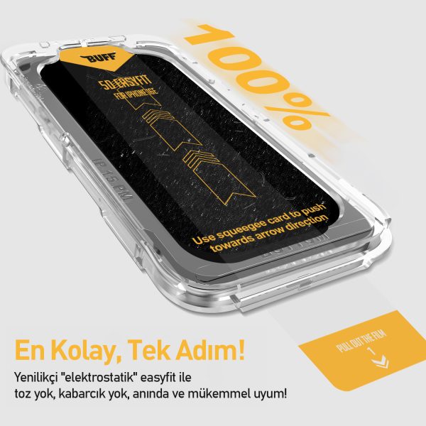 Buff iPhone 16E 5D Glass EasyFit Hayalet Cam Ekran Koruyucu - Görsel 3