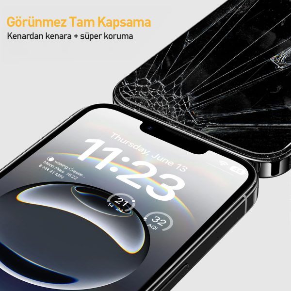 Buff iPhone 16E 5D Glass EasyFit Hayalet Cam Ekran Koruyucu - Görsel 4