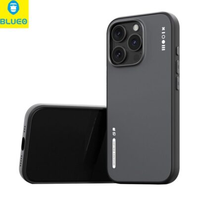 BLUEO iPhone 16 Pro Max B Dual-Color Liquid Çift Renk Tasarım Silikon Kılıf - Siyah