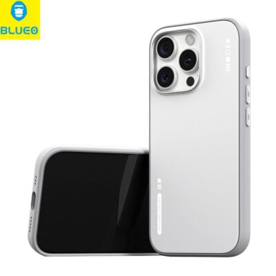 BLUEO iPhone 16 Pro Max B Dual-Color Liquid Çift Renk Tasarım Silikon Kılıf - Gri