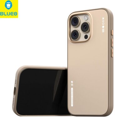 BLUEO iPhone 16 Pro Max B Dual-Color Liquid Çift Renk Tasarım Silikon Kılıf - Gold