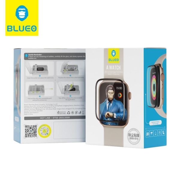 Blueo Apple Watch SE (1.Nesil) 44mm Tam Koruma Uygulama Aparatlı Cam Ekran Koruyucu