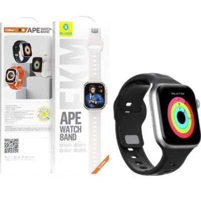 Blueo Ape Magnetic Rubber Apple Watch Kordon Mıknatıslı Silikon Kayış - Siyah