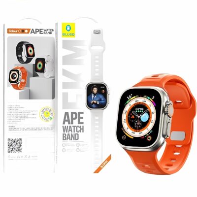 Blueo Ape Magnetic Rubber Apple Watch Kordon Mıknatıslı Silikon Kayış - Turuncu