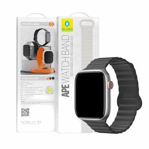 Blueo Apple Watch Mıknatıslı Silikon Watch Band Saat Kordonu Siyah
