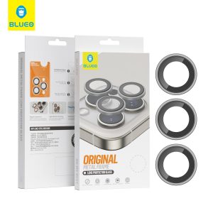 BLUEOB Original Metal Lens iPhone 16 Pro Max Uygulama Aparatlı Kamera Lens Koruyucu Titanyum Gri