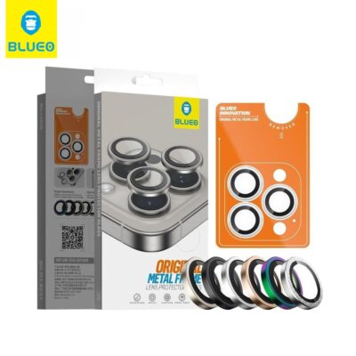BLUEO Original Metal Lens iPhone 16 Pro Max Kamera Lens Koruyucu Taş Detaylı - Beyaz
