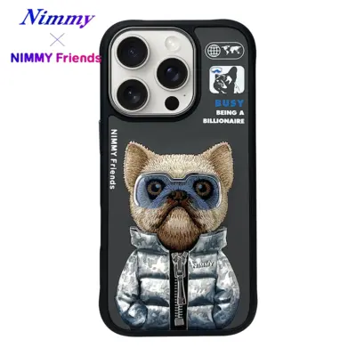 NIMMY iPhone 16 Pro 3D Gözlük Zincir Köpek Detaylı Cool Cute 2.0 Kılıf - Siyah