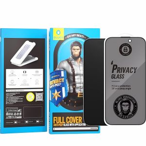 Blueo B Privacy Glass HD Anti-Peep iPhone 16 Uygulama Aparatlı Hayalet Cam Ekran Koruyucu