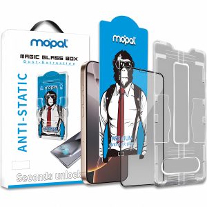 Mopal iPhone 16 Pro Max Anti Static Uygulama Aparatlı Şeffaf Cam Ekran Koruyucu
