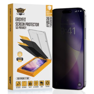 Buff iPhone 17 Air 5D Privacy Glass EasyFit Cam Ekran Koruyucu - Hayalet
