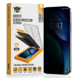 Buff iPhone 17 Pro Max 5D Privacy Glass EasyFit Hayalet Cam Ekran Koruyucu
