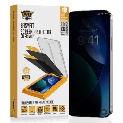 Buff iPhone 17 Pro Max 5D Privacy Glass EasyFit Cam Ekran Koruyucu - Hayalet