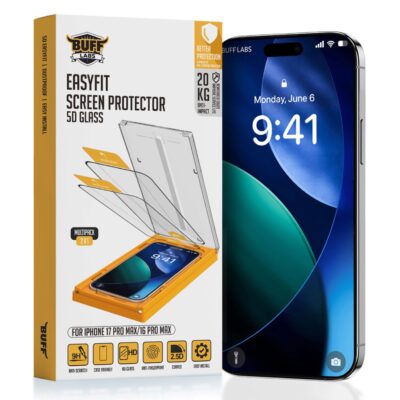 Buff iPhone 17 Pro Max 5D Glass EasyFit Cam Ekran Koruyucu - Şeffaf