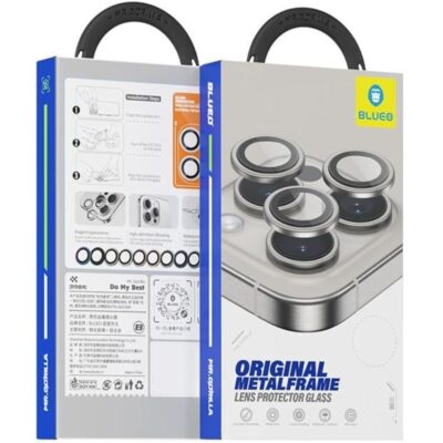 Blueo Original Metal Lens iPhone 17 Pro Max Uygulama Aparatlı Kamera Lens Koruyucu - Titanyum Gri