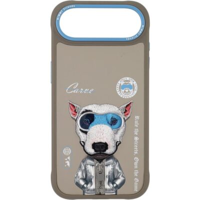 Nimmy iPhone 17 Air Gerçek Nakış Fermuar ve Gözlüklü Bull Terrier Cool And Cute 2.0 Kılıf - Gri