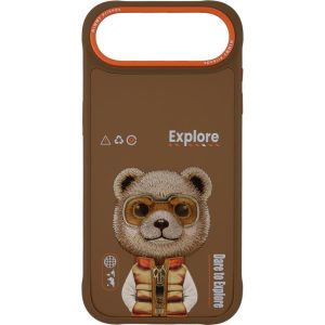 Nimmy iPhone 17 Air Gerçek Nakış Fermuar ve Gözlüklü Bear Cool And Cute 2.0 Telefon Kılıfı