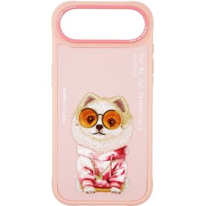 Nimmy iPhone 17 Air Uyumlu Gerçek Nakış Gözlük ve Zincir Desenli Glasses Serisi Pomeranian Telefon Kılıfı