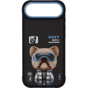 Nimmy iPhone 17 Air Gerçek Nakış Fermuar ve Gözlüklü Little Rich Tycoon Cool And Cute 2.0 Telefon Kılıfı