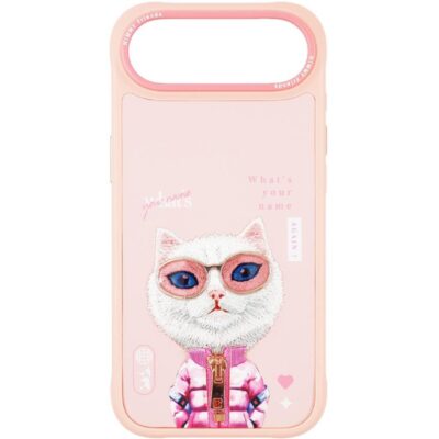 Nimmy iPhone 17 Air Gerçek Nakış Fermuar ve Gözlüklü White Rich And Beauty Cool And Cute 2.0 Kılıf - Pembe