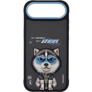 Nimmy iPhone 17 Air Gerçek Nakış Fermuar ve Gözlüklü Siberian Husky Cool And Cute 2.0 Telefon Kılıfı