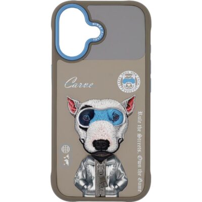 Nimmy iPhone 17 Gerçek Nakış Fermuar ve Gözlüklü Bull Terrier Cool And Cute 2.0 Kılıf - Gri