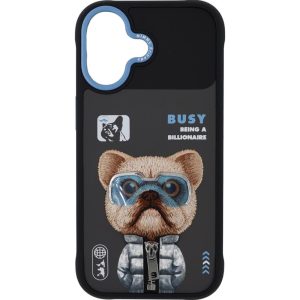 Nimmy iPhone 17 Gerçek Nakış Fermuar ve Gözlüklü Little Rich Tycoon Cool And Cute 2.0 Telefon Kılıfı