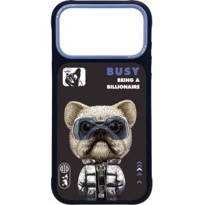 Nimmy iPhone 17 Pro Max Gerçek Nakış Fermuar ve Gözlüklü Little Rich Tycoon Cool And Cute 2.0 Telefon Kılıfı