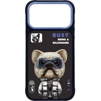 Nimmy iPhone 17 Pro Max Gerçek Nakış Fermuar ve Gözlüklü Little Rich Tycoon Cool And Cute 2.0 Kılıf - Siyah