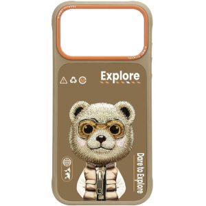 Nimmy iPhone 17 Pro Max Gerçek Nakış Fermuar ve Gözlüklü Bear Cool And Cute 2.0 Telefon Kılıfı