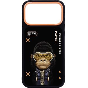 Nimmy iPhone 17 Pro Max Gerçek Nakış Fermuar ve Gözlüklü Gorilla Cool And Cute 2.0 Telefon Kılıfı
